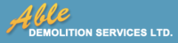 Able Demolition Logo on blue background
